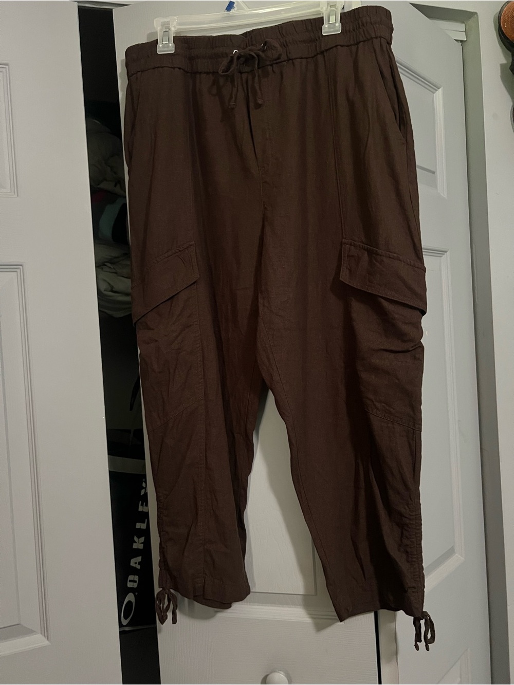 Brown Cargo Drawstring Pants